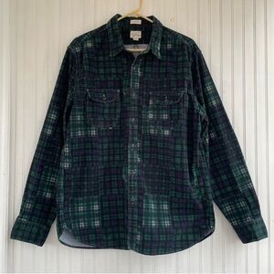 J.Crew Men's Garment Dyed Corduroy Tartan Patchwork Shacket Workshirt LARGE